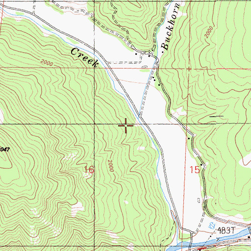 Topographic Map of Buckhorn Creek, CA