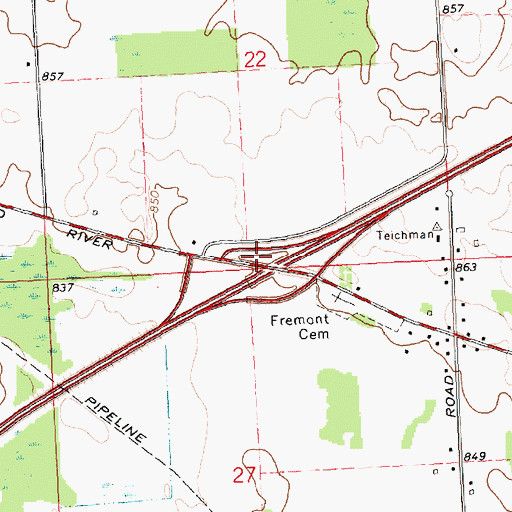 Topographic Map of Interchange 113, MI