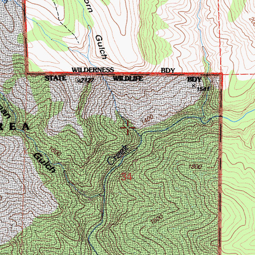 Topographic Map of Buckhorn Gulch, CA