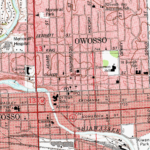 Topographic Map of Fayette Square Park, MI