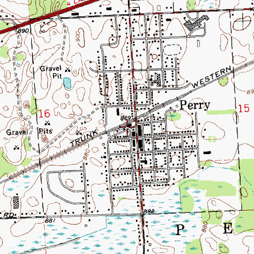 Topographic Map of Perry Station, MI