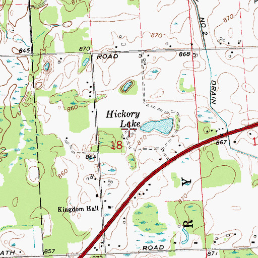 Topographic Map of Hickory Lake Campground, MI