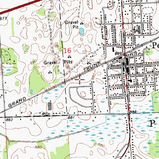 Topographic Map of Perry Jubilee Park, MI