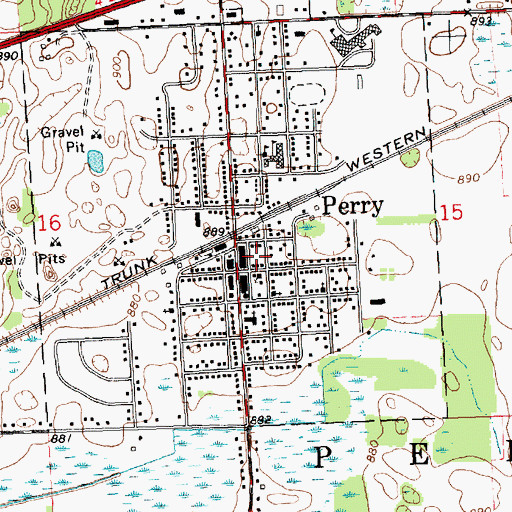 Topographic Map of Perry Historical Musuem, MI
