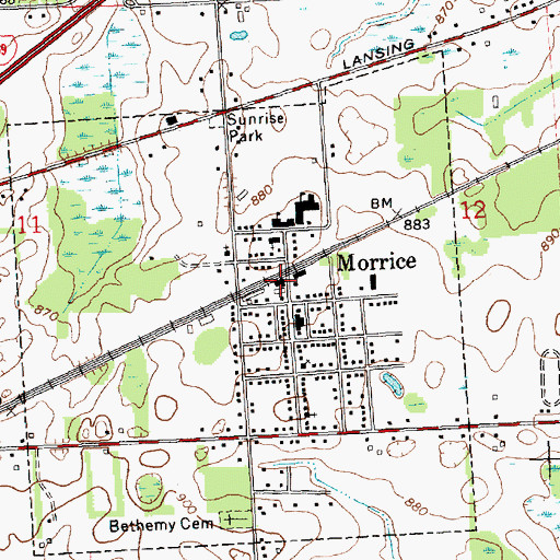 Topographic Map of Morrice Station, MI
