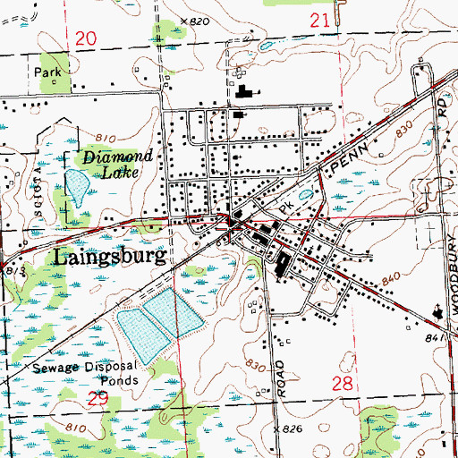 Topographic Map of Laingsburg Station, MI
