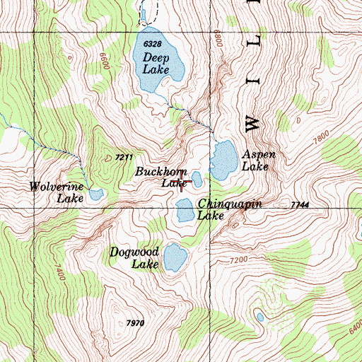 Topographic Map of Buckhorn Lake, CA
