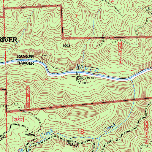 Topographic Map of Buckhorn Mine, CA