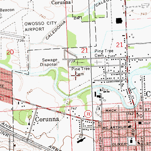 Topographic Map of Mitchell Softball Fields, MI