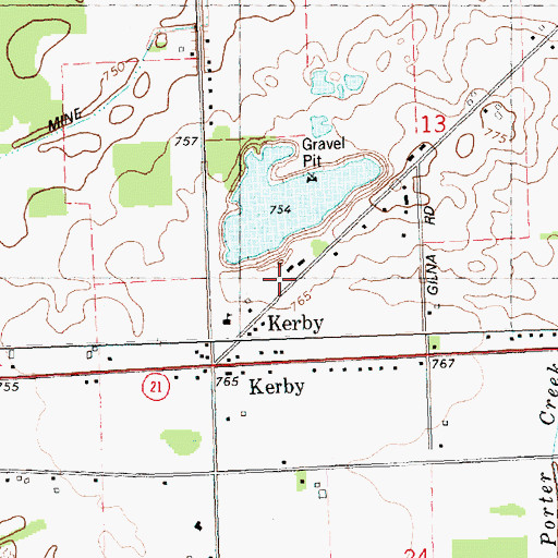 Topographic Map of Kerby Road Park, MI