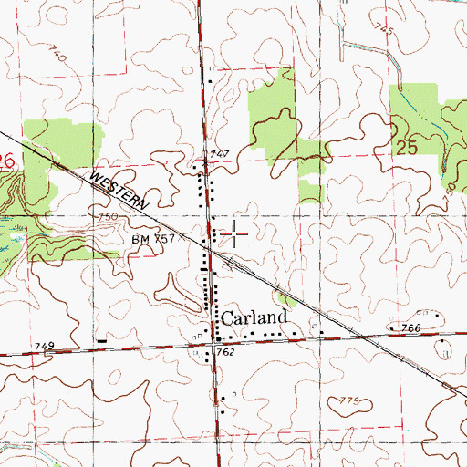 Topographic Map of Carland Station, MI