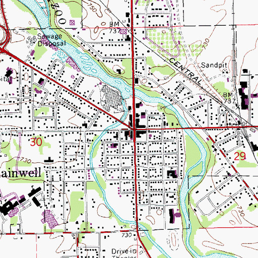 Topographic Map of Plainwell Public Safety Department Fire Station, MI
