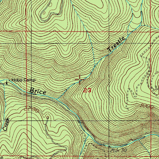 Topographic Map of Lower Trestle Creek Falls, OR