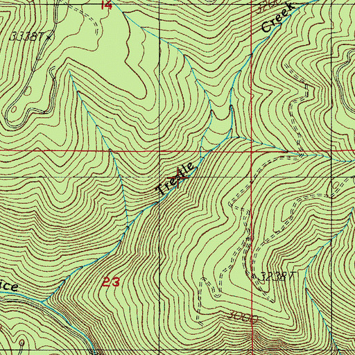 Topographic Map of Upper Trestle Creek Falls, OR