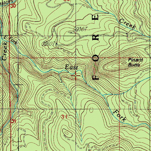 Topographic Map of Pinard Falls, OR