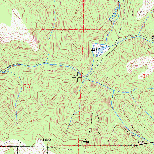 Topographic Map of North Fork Gazos Creek, CA