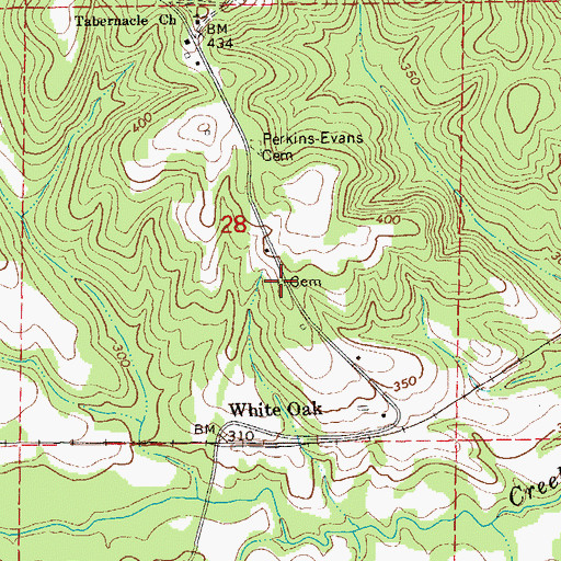 Topographic Map of Beauchamp Family Cemetery, AL