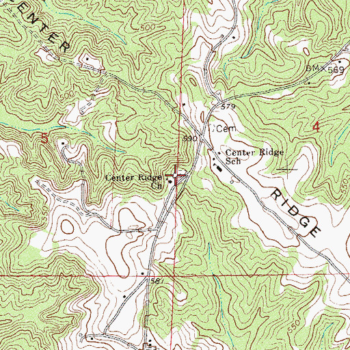 Topographic Map of Center Ridge Cemetery, AL