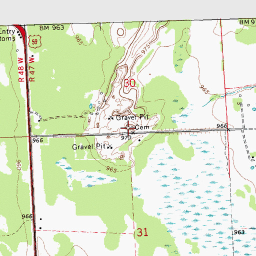 Topographic Map of Tom Lako Farm Cemetery, MN