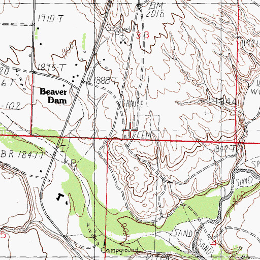 Topographic Map of Beaver Dam Cemetery, AZ