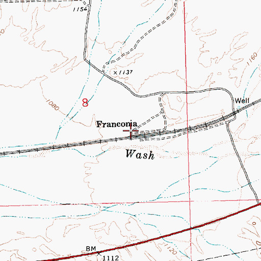 Topographic Map of Franconia Cemetery, AZ