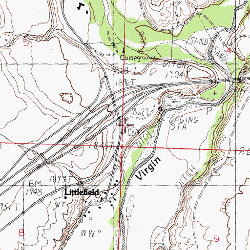 Topographic Map of Littlefield Cemetery, AZ
