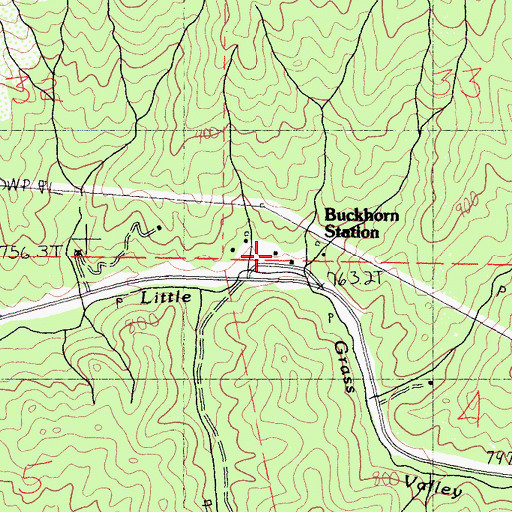 Topographic Map of Buckhorn Station, CA
