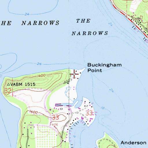Topographic Map of Buckingham Point, CA