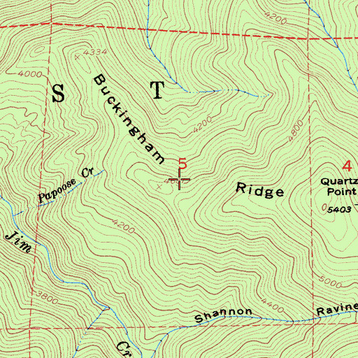 Topographic Map of Buckingham Ridge, CA
