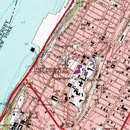 Topographic Map of Grange Theatre (historical), NY