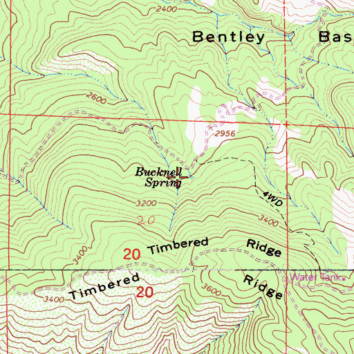 Topographic Map of Bucknell Spring, CA