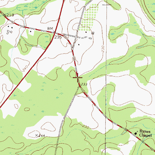 Topographic Map of Second Bynes Grove Missionary Baptist Church, GA