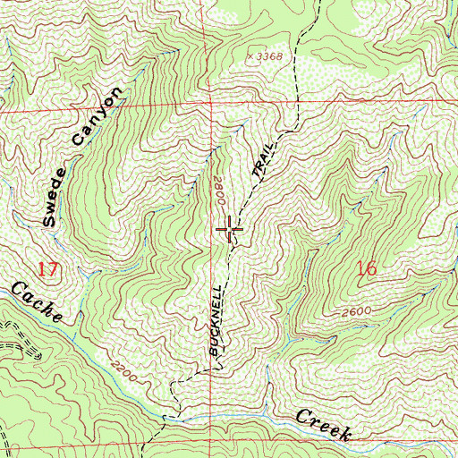 Topographic Map of Bucknell Trail, CA