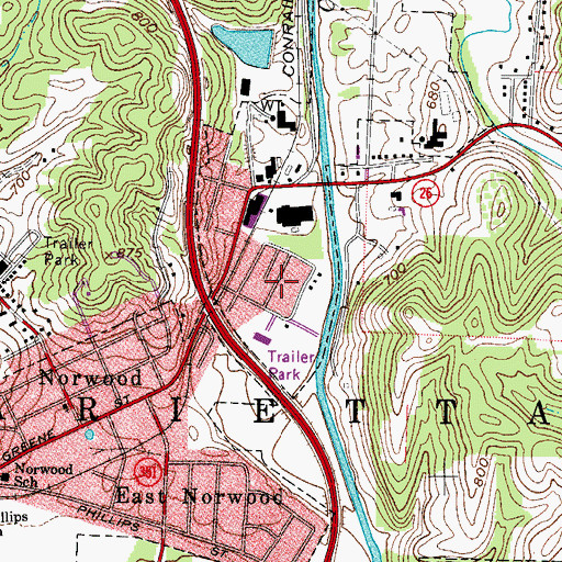 Topographic Map of East Norwood Trailer Park, OH