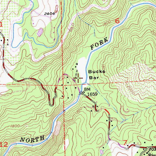 Topographic Map of Bucks Bar, CA