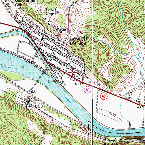 Topographic Map of Lowell Trailer Park, OH