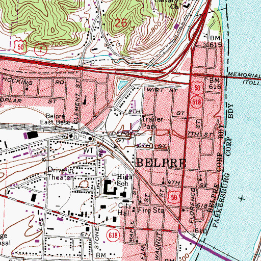 Topographic Map of Mercers Mobile Home Park, OH