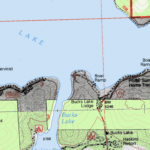 Topographic Map of Bucks Lodge Campground, CA