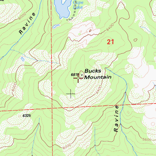 Topographic Map of Bucks Mountain, CA