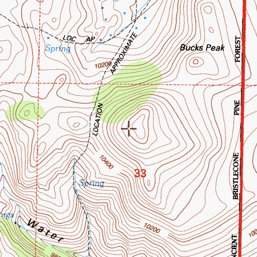 Topographic Map of Bucks Peak, CA