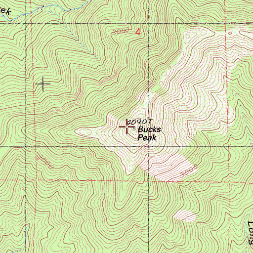 Topographic Map of Bucks Peak, CA