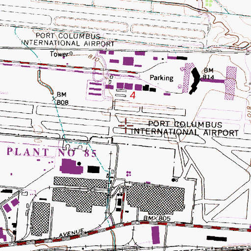 Topographic Map of Naval Air Facility Columbus (historical), OH