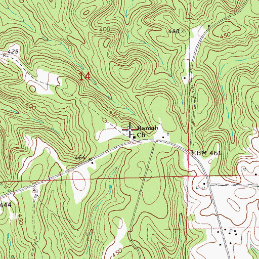 Topographic Map of Ramah Cemetery, AL