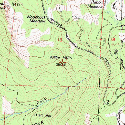 Topographic Map of Buena Vista Grove, CA