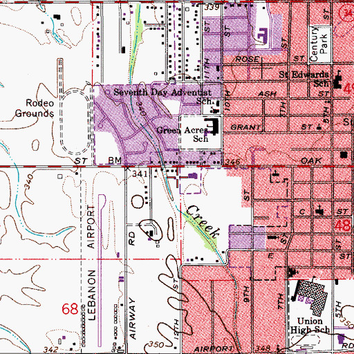 Topographic Map of Lebanon Fire District Station 31, OR