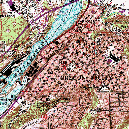 Topographic Map of Clackamas Fire District Number 1 Station 15 John Adams, OR