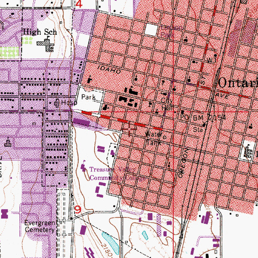 Topographic Map of Ontario Fire and Rescue, OR