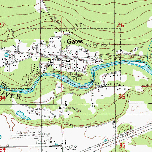 Topographic Map of Gates Rural Fire Protection District, OR