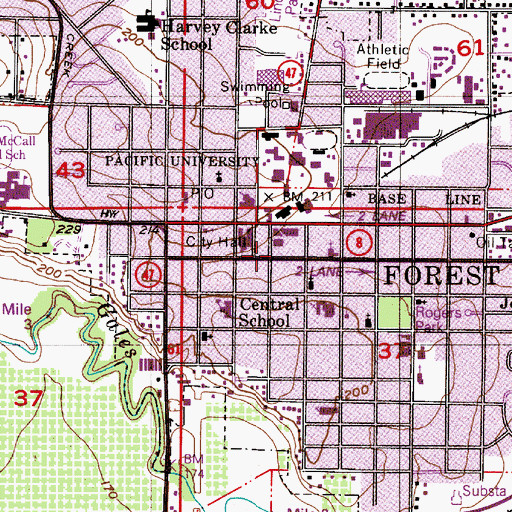 Topographic Map of Forest Grove Fire and Rescue Headquarters, OR