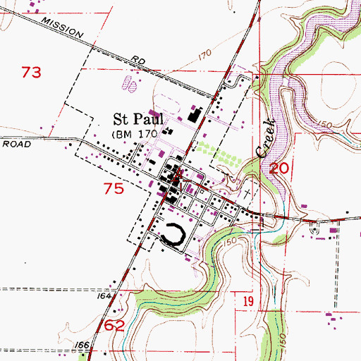 Topographic Map of Saint Paul Fire District Headquarters, OR